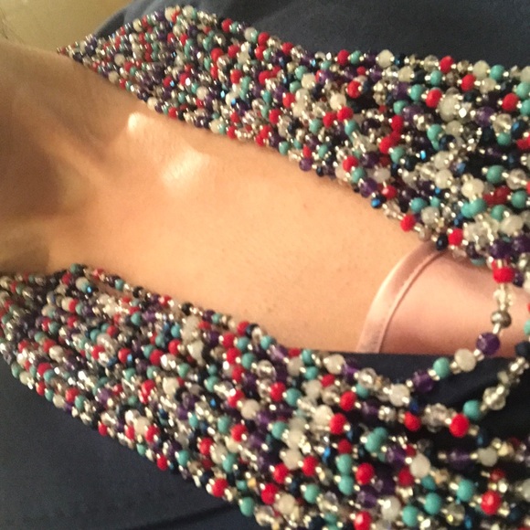 NIEMAN MARCUS COLORFUL MULTI STRAND BEAD NECKLACE - Picture 5 of 8